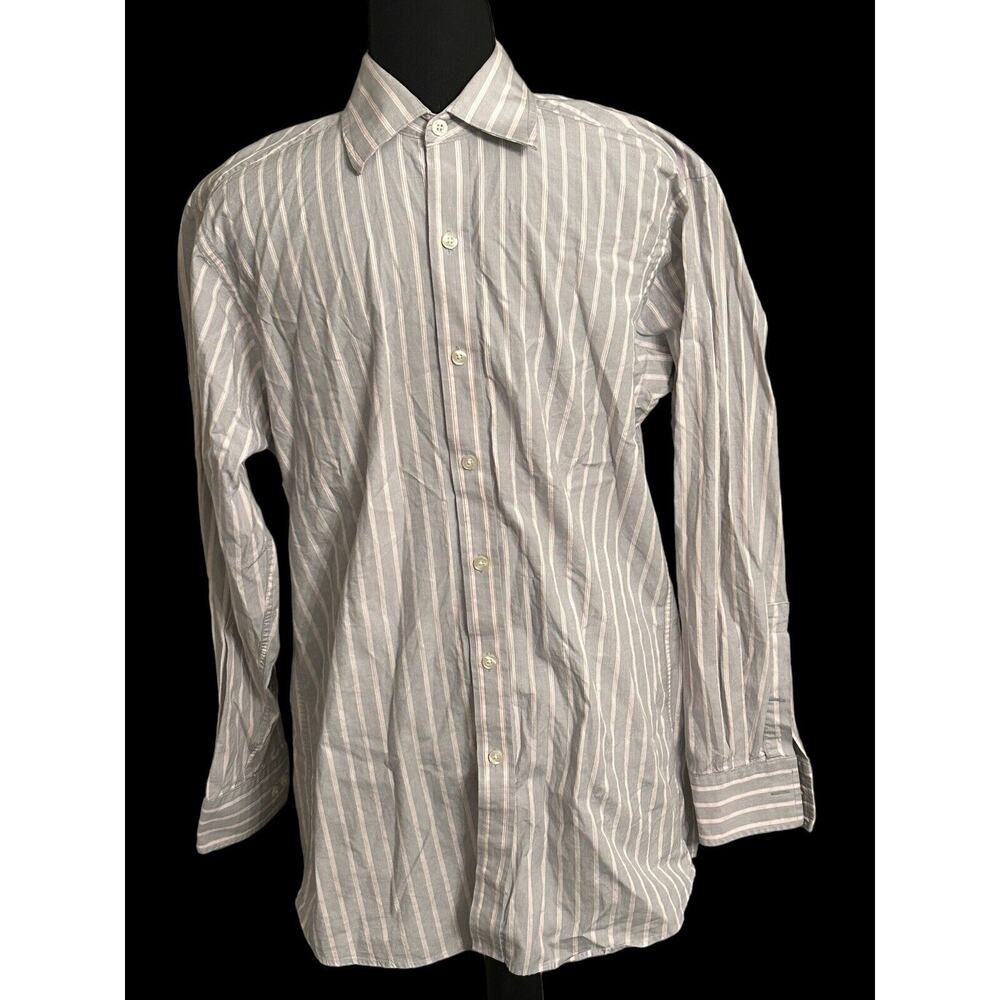Michael Kors Long Sleeve Button Up Shirt Mens Size 15 32/33 Gray &‎ Pink